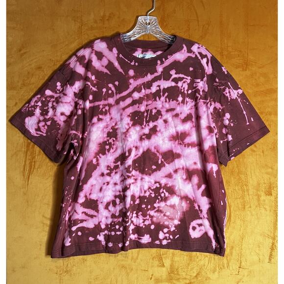 Saint x Louis Collab Other - Saint x Louis Collab Men’s T-shirt Maroon Bleach Tie Dye Boxy Tee Size Large